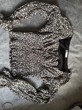 SO Black Floral Smocked Long Sleeve Blouse